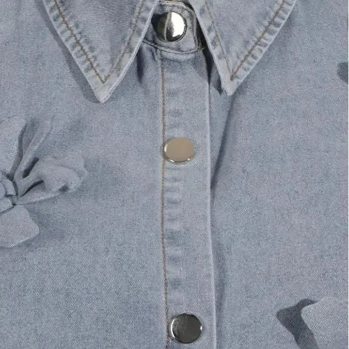 Extra-large fashion chambray jean shirt for ladies