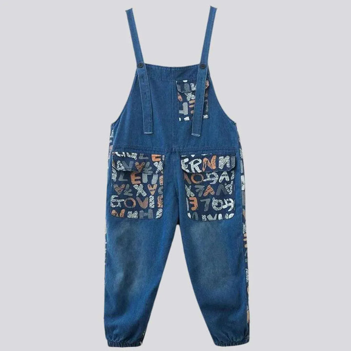 Baggy painted denim overall for women