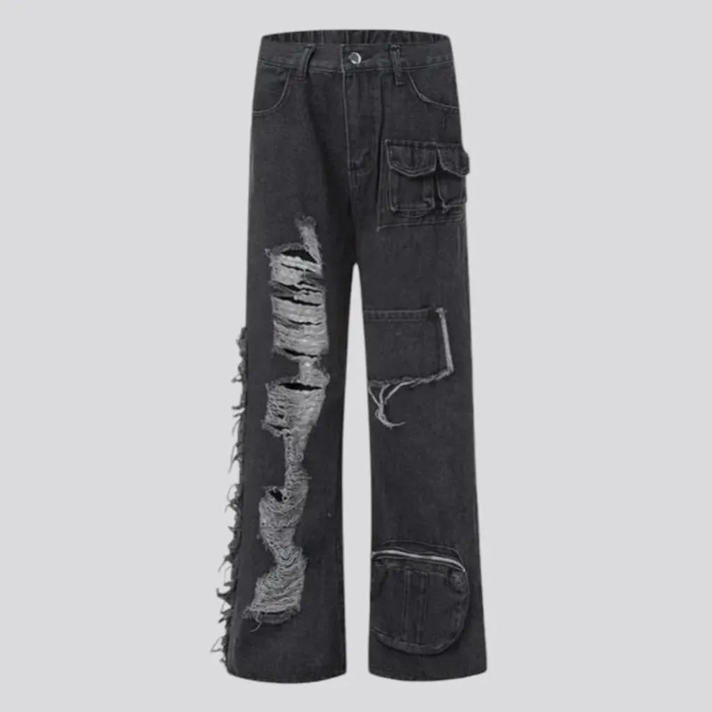 Vintage distressed baggy fit men's jeans