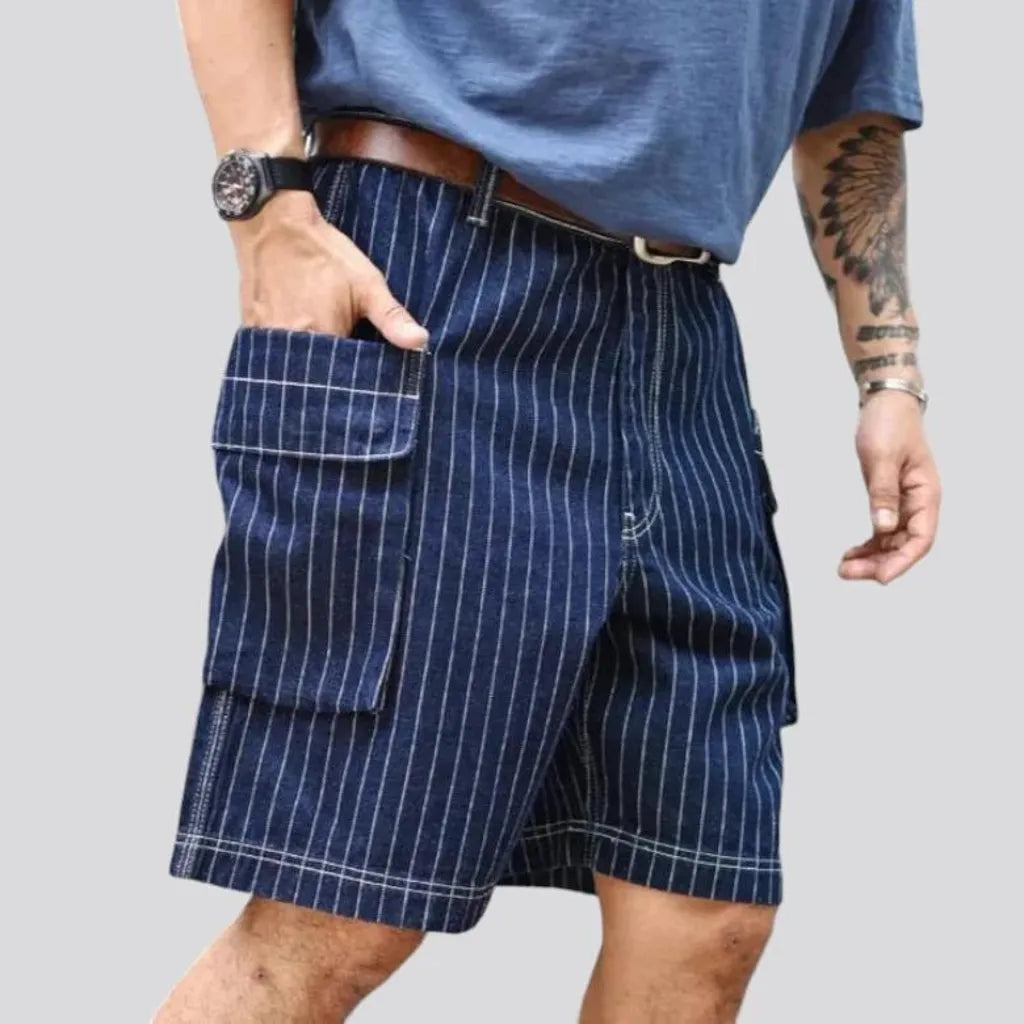 Cargo medium-wash jeans shorts for men