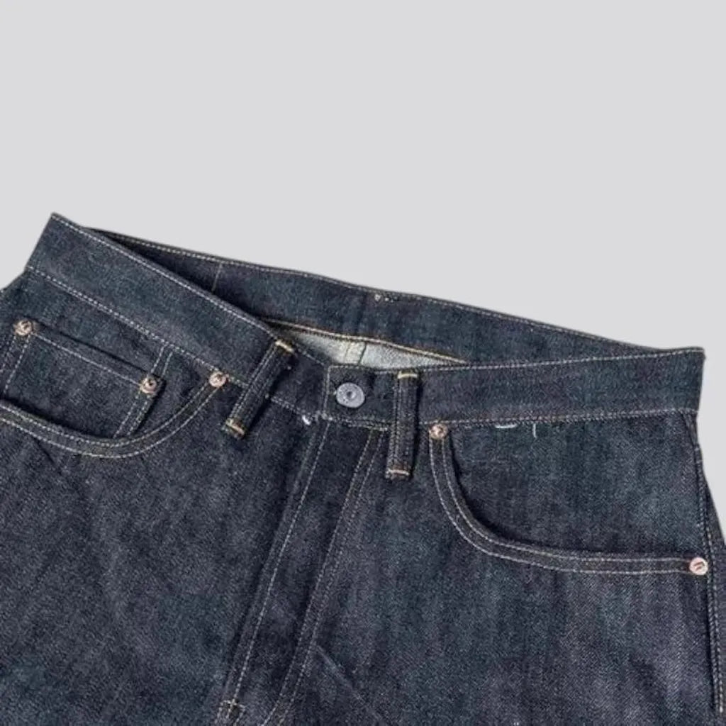 High waist casual selvedge men's jeans