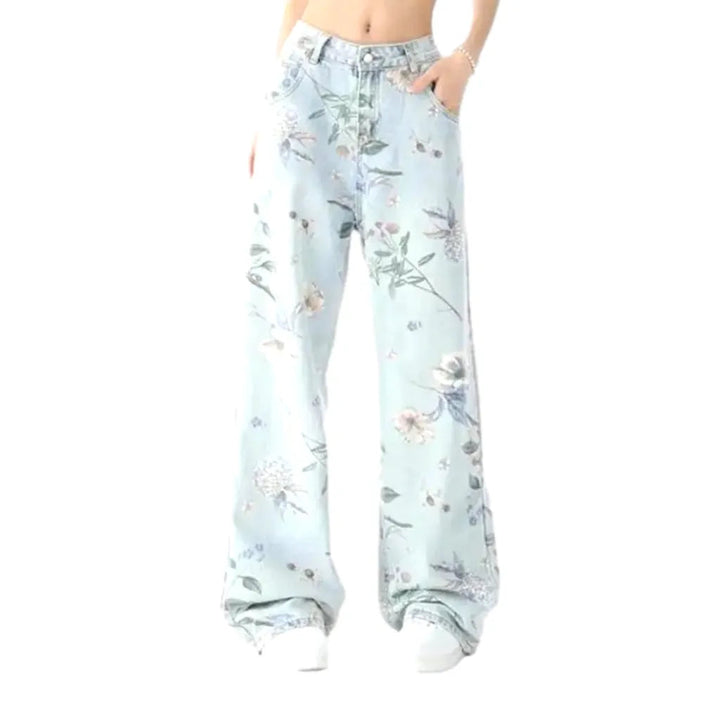 Floral-print women's jeans