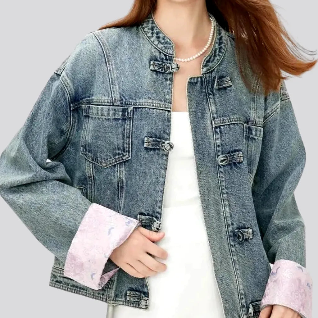 Floral Style Jean Jacket for Ladies | Jeans4you.shop