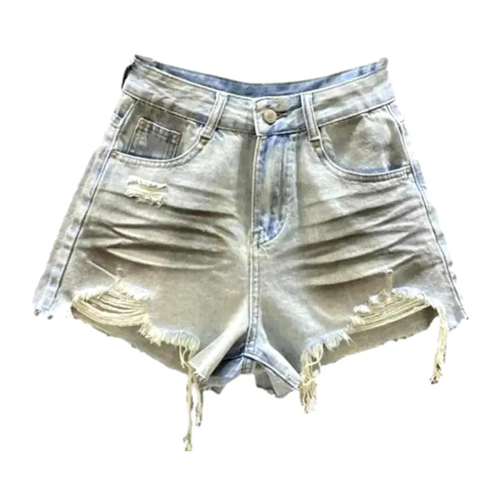 Frayed-hem grunge jean shorts
 for women