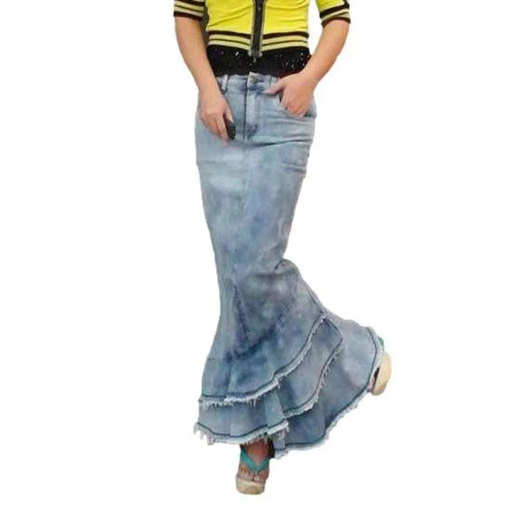 Frills mermaid women's denim skirt