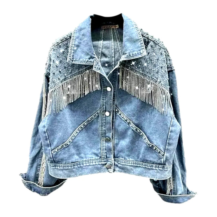 Fringe denim jacket
 for women