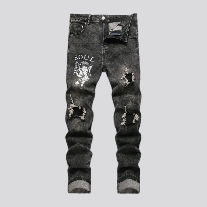 Graphic Art Mid-rise Men's Jeans | Jeans4you.shop