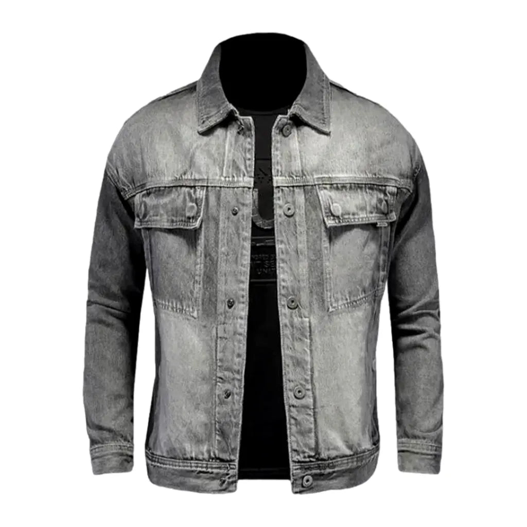 Grey vintage men's denim jacket