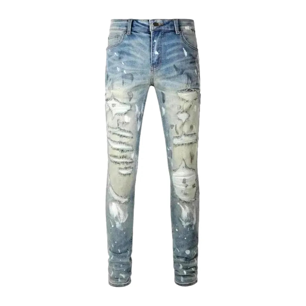 Grunge men's sanded jeans