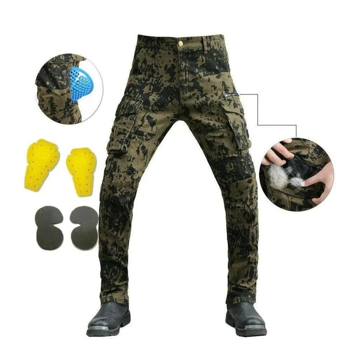 High-quality camouflage biker jeans