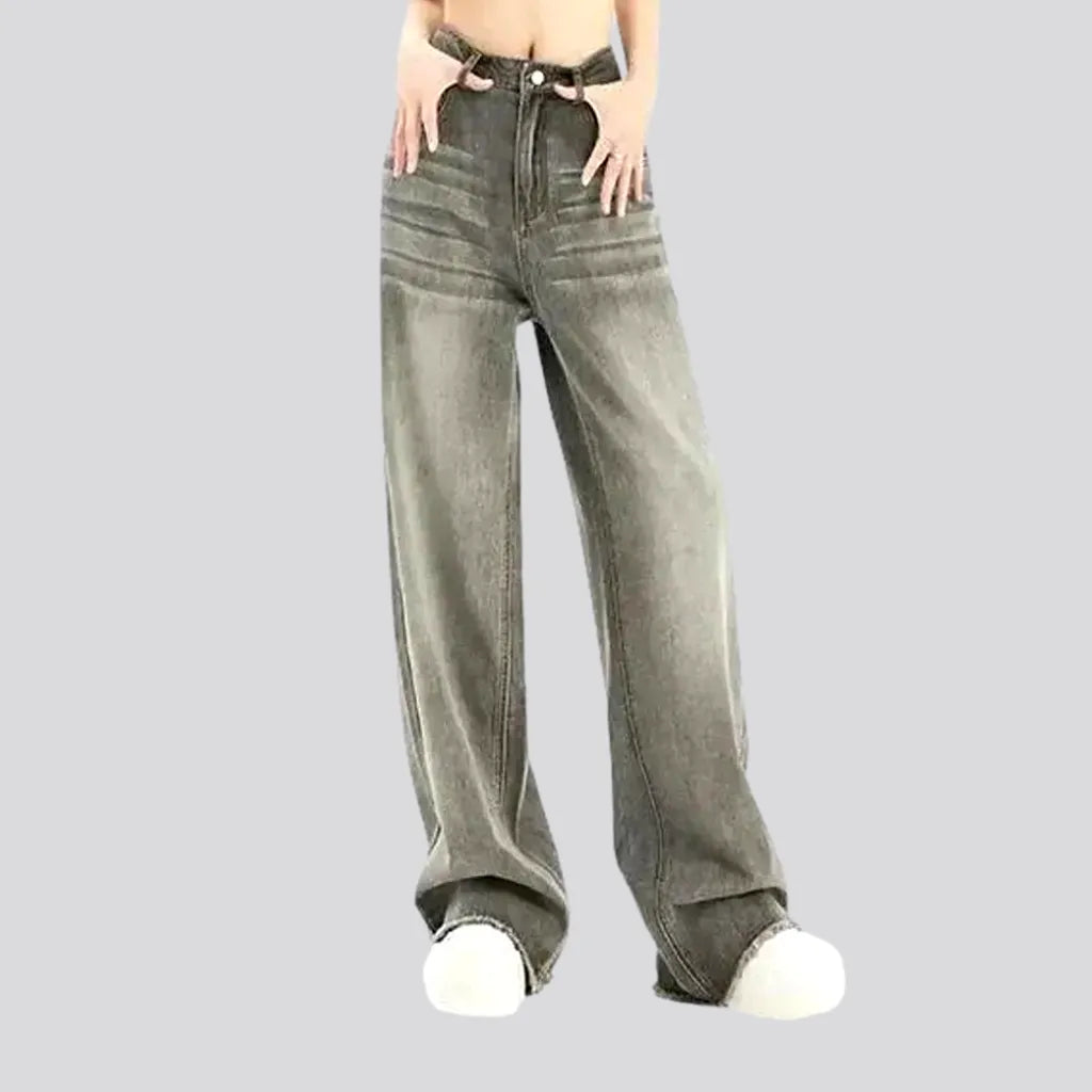 High Rise Baggy Faded Line Jeans for Ladies | Jeans4you.shop