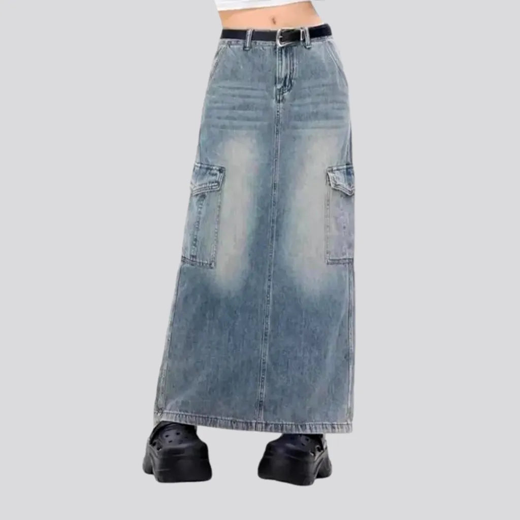 High-rise Faded Wash Jean Skirt | Jeans4you.shop