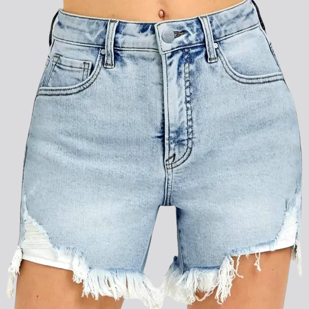 High Rise Stretchable Jeans Shorts for Ladies | Jeans4you.shop