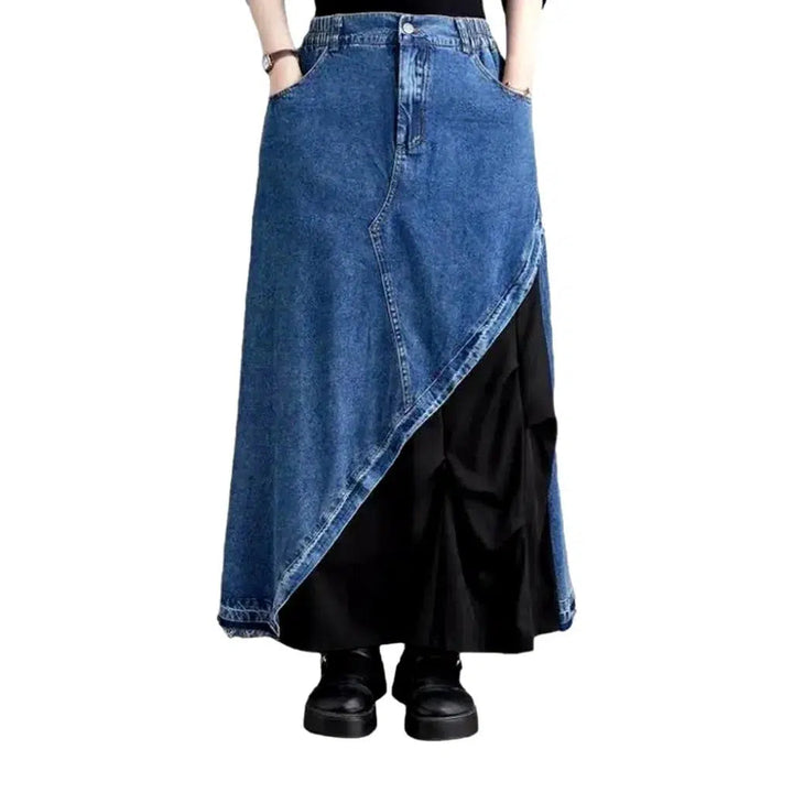 High-waist long denim skirt for ladies