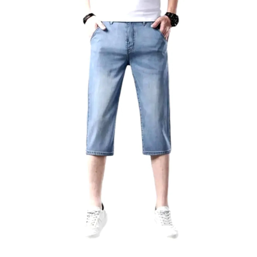 High-waist straight jean shorts
 for men