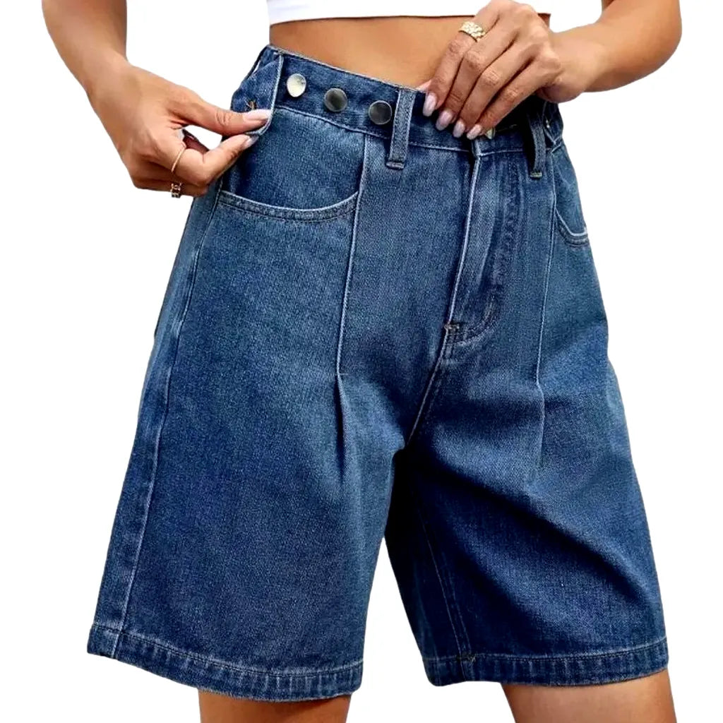 High-waist street jean shorts for ladies