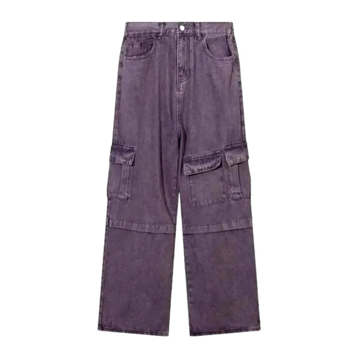 High-waist women's violet jeans