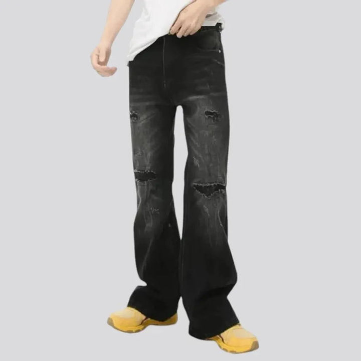 Grunge sanded fashion men's jeans