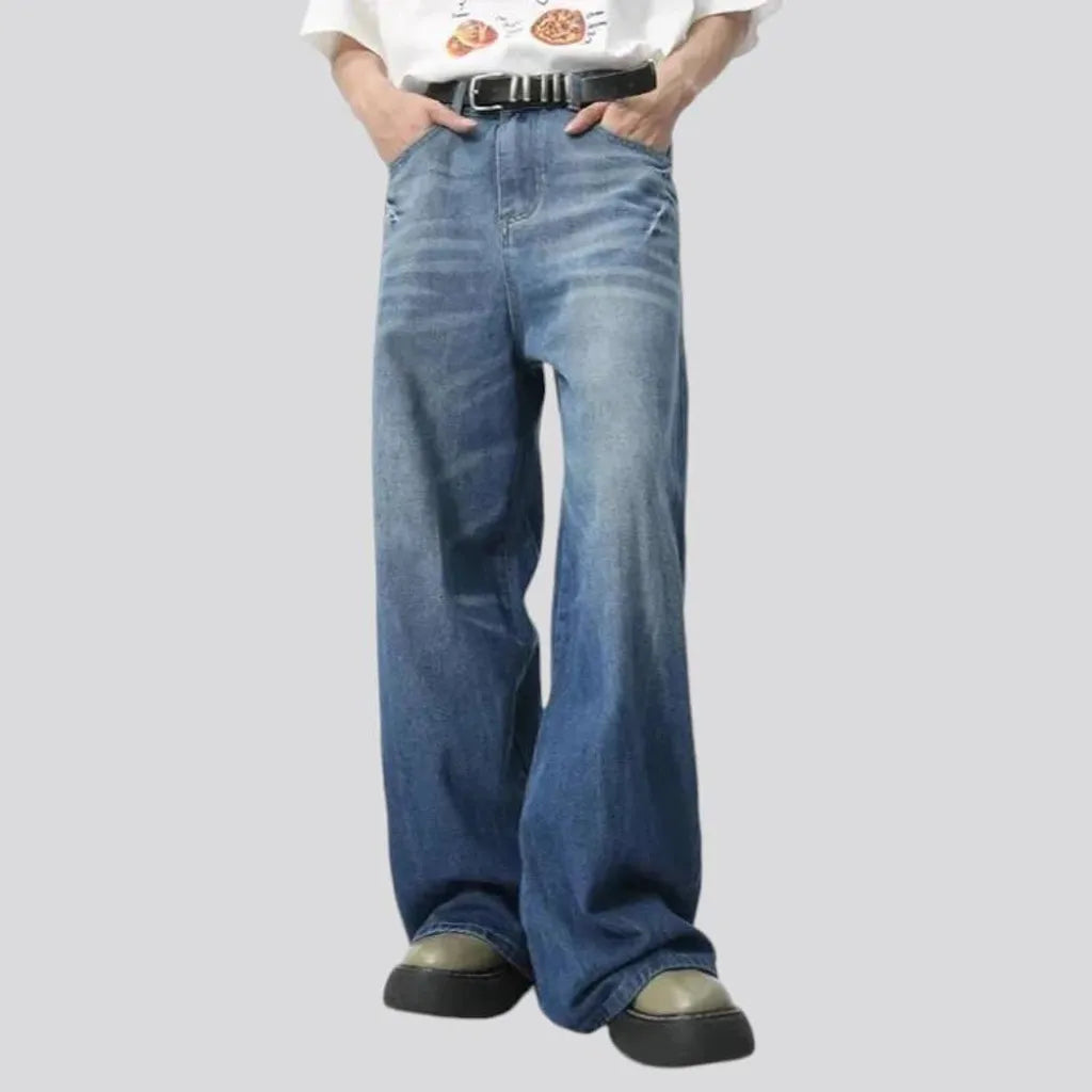 Vintage street style whiskered baggy men's jeans