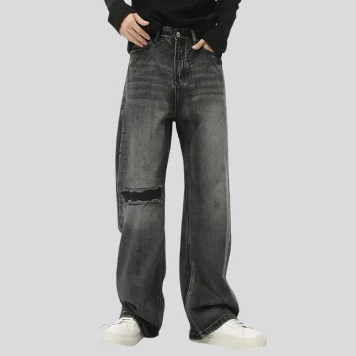 Grunge style baggy fit men's jeans