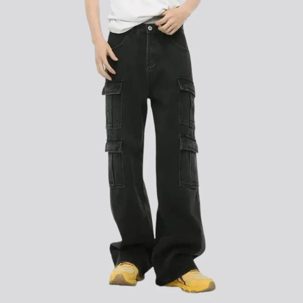 Boho multi pocket street style men's jeans