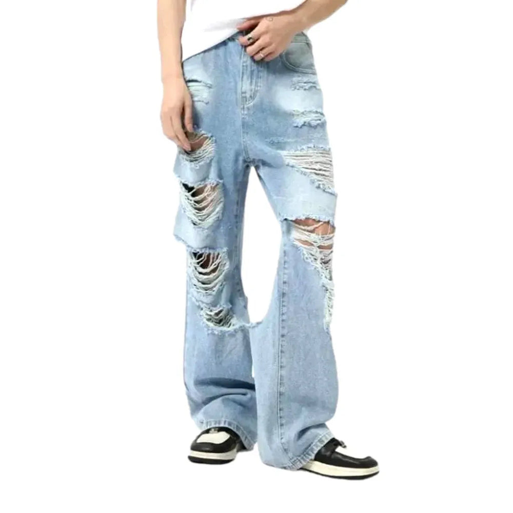 Grunge Men's Jeans - Light Blue