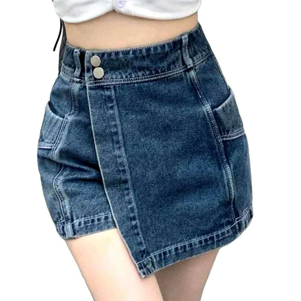 Irregular mini denim skirt