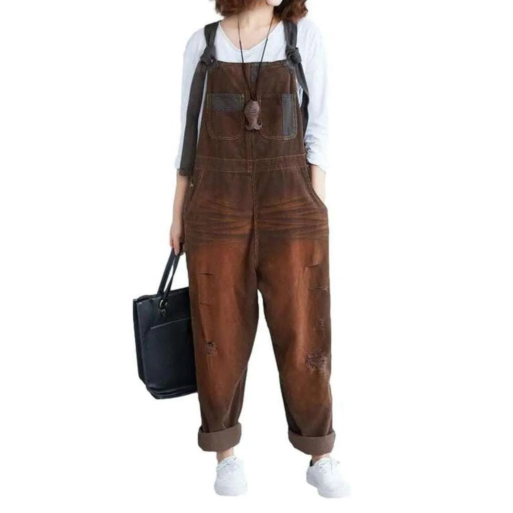 Jean Dungaree for Women - Brown