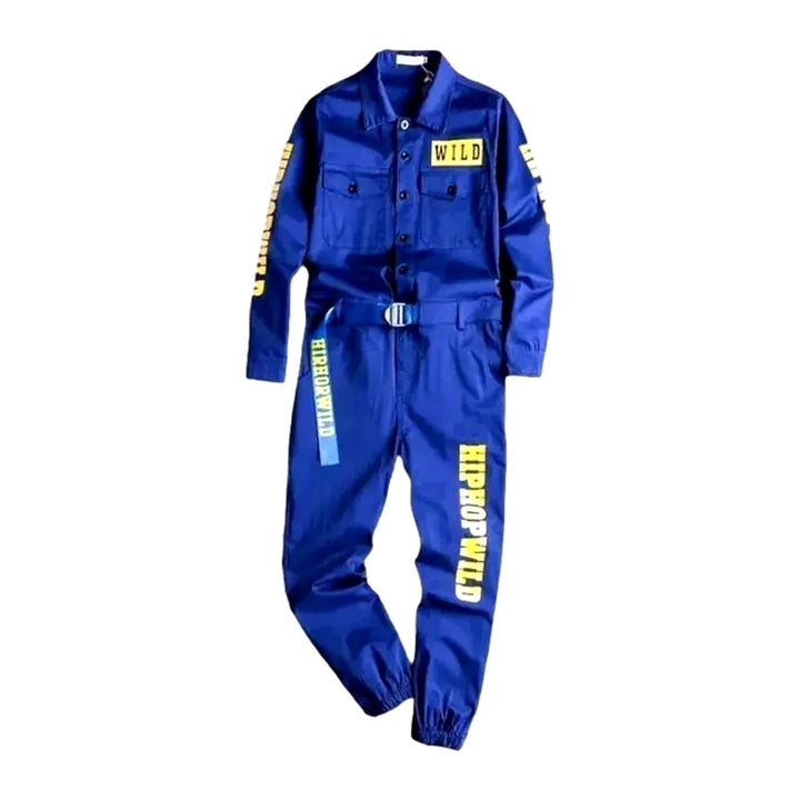 Painted Denim Men's Jumpsuit Overall - Blue