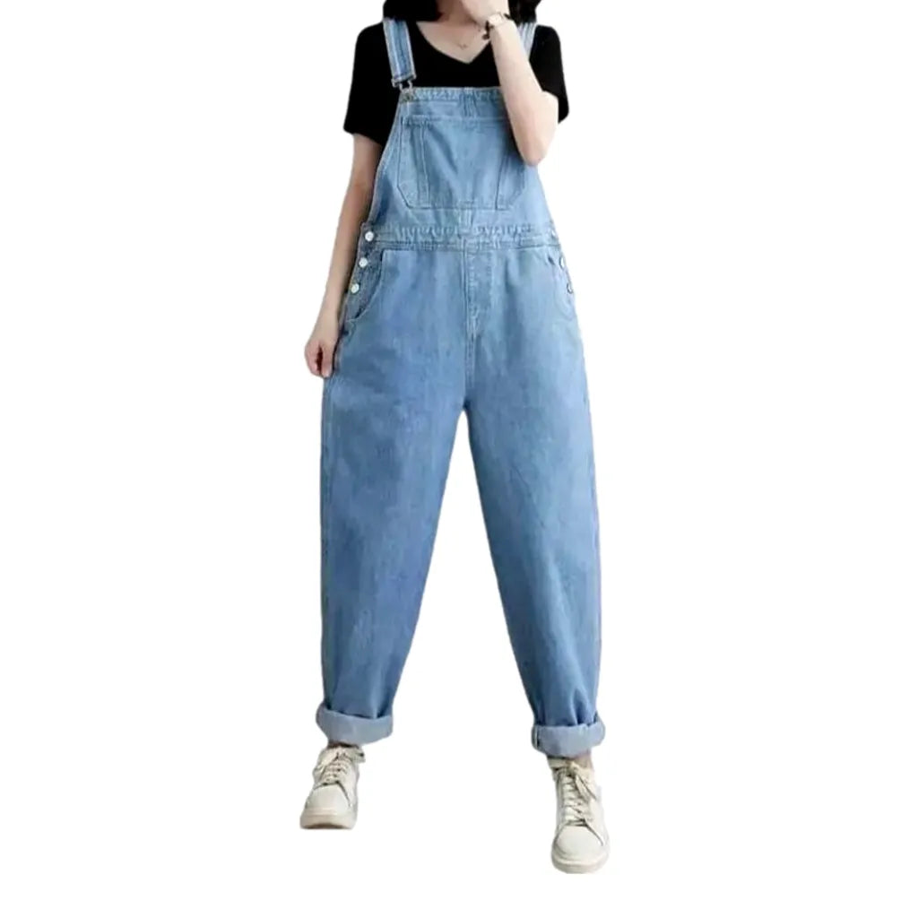 Jean Women's Comfortable Baggy Overall - Light Blue