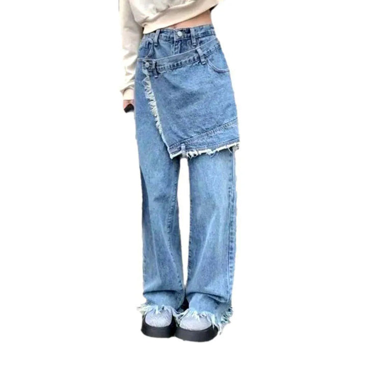 Layered baggy jeans for women