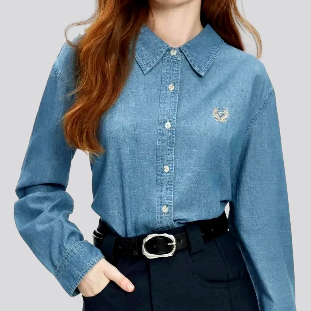 Light Logo Chambray Women's Denim Shirt | Jeans4you.shop