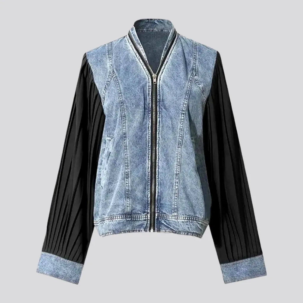 Light Mixed Pattern Oversized Women's Jeans Jacket | Jeans4you.shop