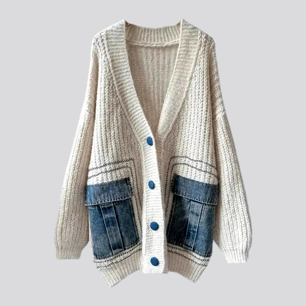 Light Mixed-style Oversized Women's Jean Cardigan | Jeans4you.shop