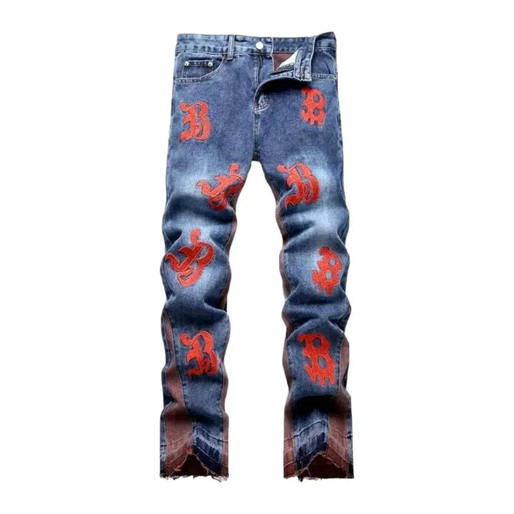 Light-wash embroidered jeans