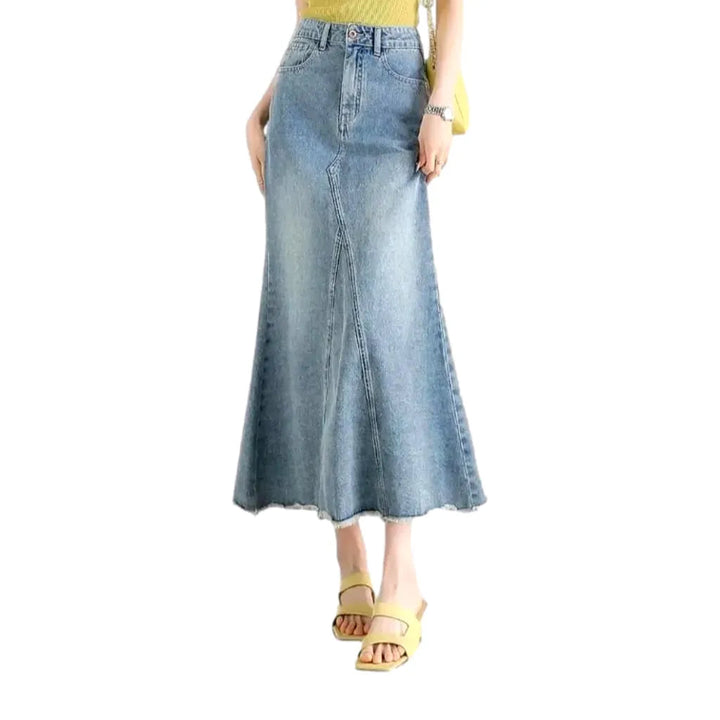 Light wash mermaid jean skirt for women