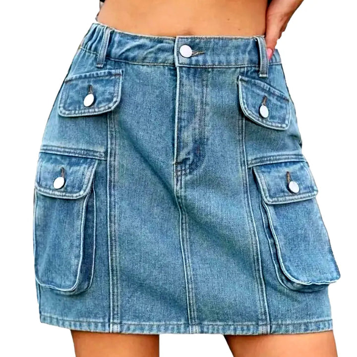 Light-wash mini denim skirt for women