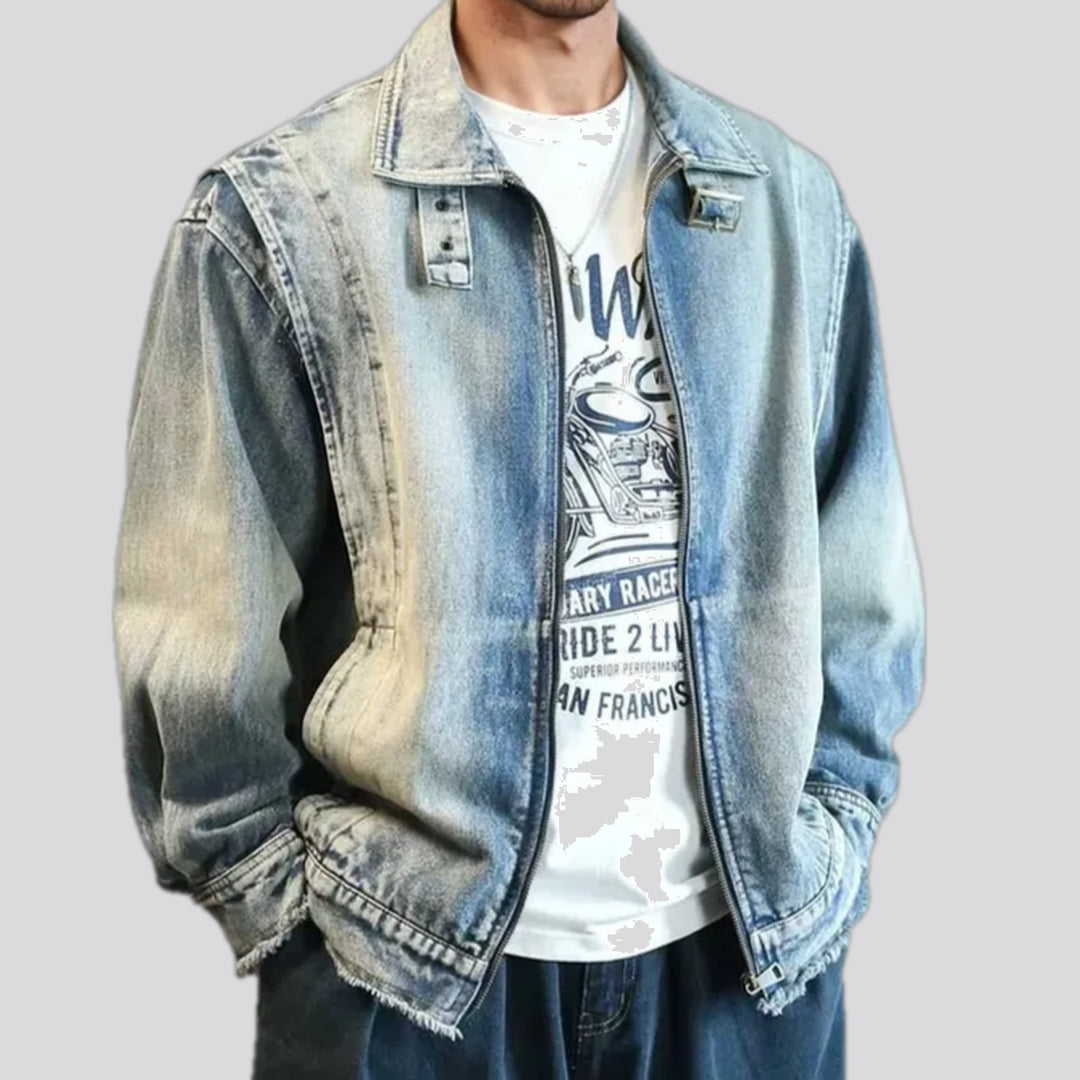 Lightweight Faded Grunge Jeans Jacket for Men | Jeans4you.shop