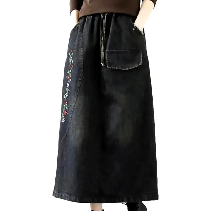 Long sanded jeans skirt for ladies