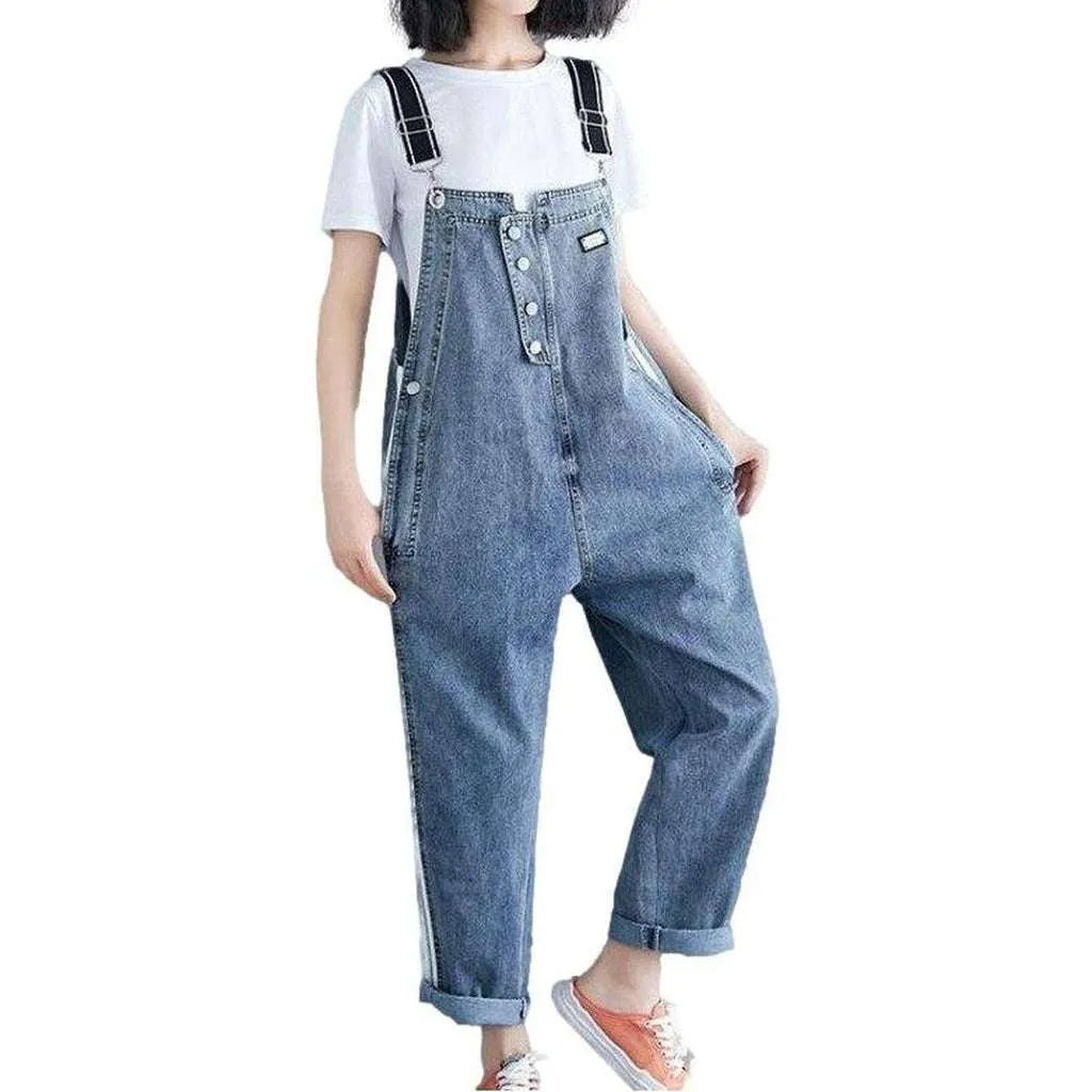 Loose Fit Women's Denim Dungaree - Light Blue