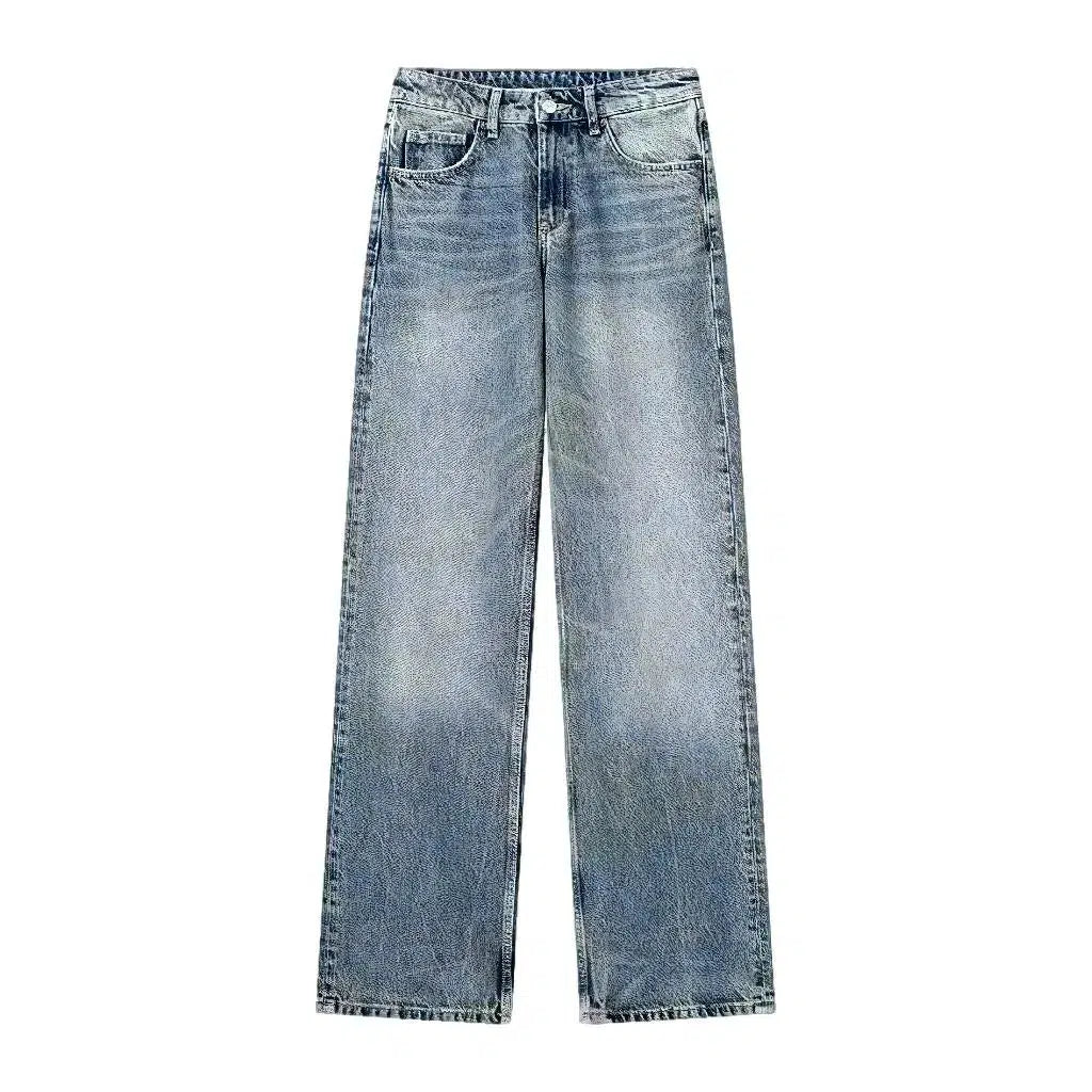 Mid-waist women's stonewashed jeans