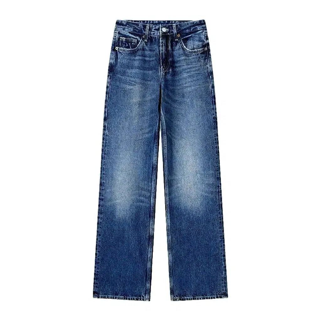 Mid-waist women's stonewashed jeans