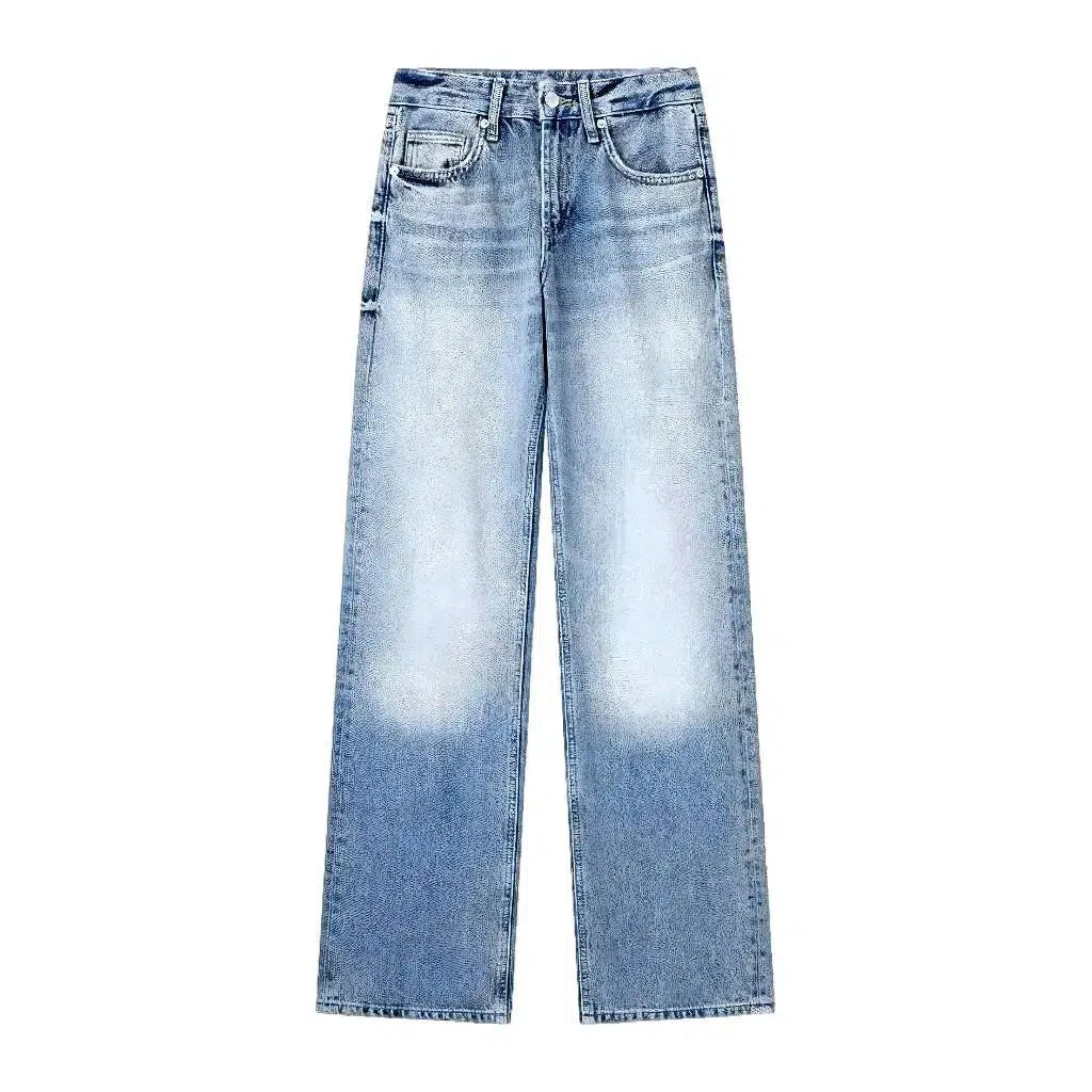 Mid-waist women's stonewashed jeans