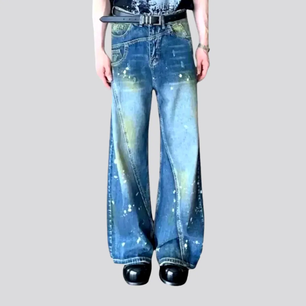 Paint Splattered Sanded Baggy Men's Jeans | Jeans4you.shop