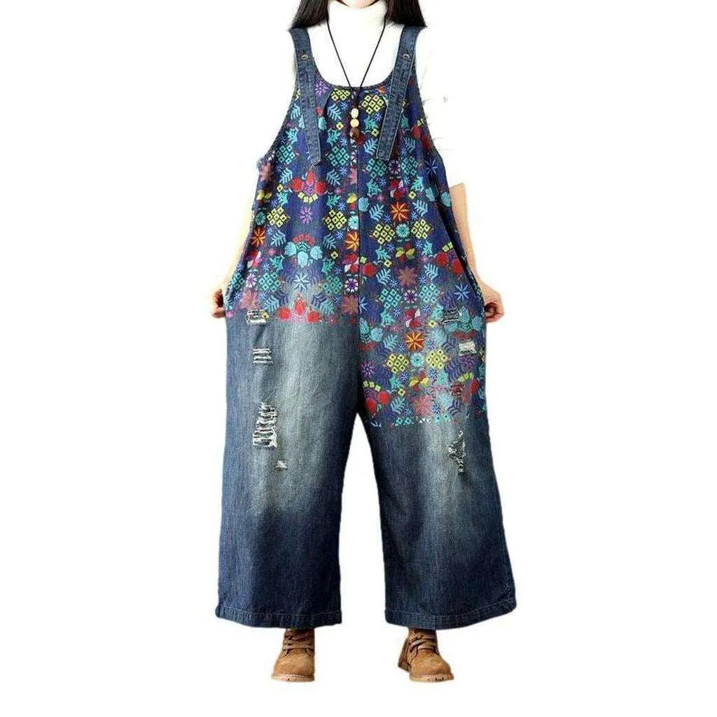 Painted Y2k Women's Jeans Overall - Blue