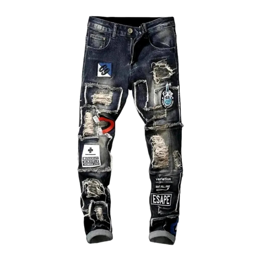 Patchwork men's skinny jeans