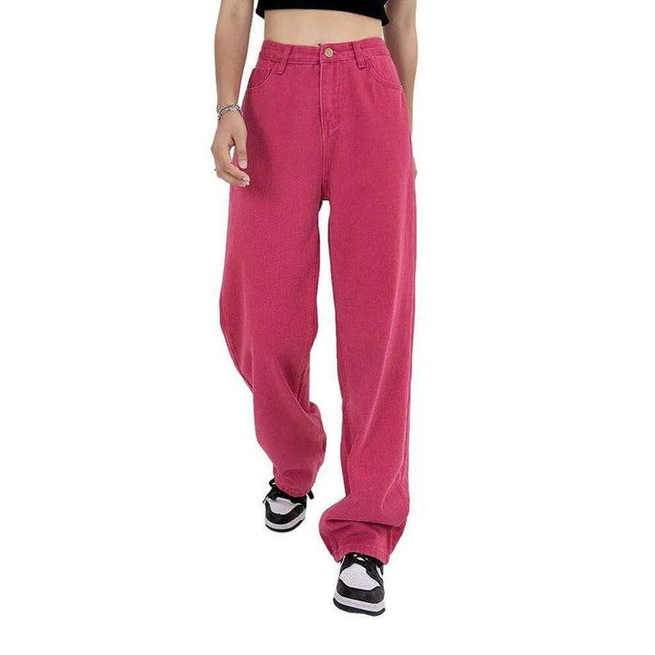 Pink baggy jeans for women