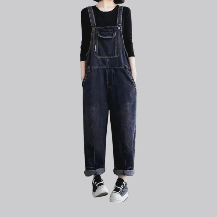 Baggy sanded denim dungaree for ladies | Jeans4you.shop