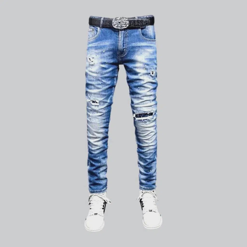 Paint-splattered mid-waist jeans | Jeans4you.shop