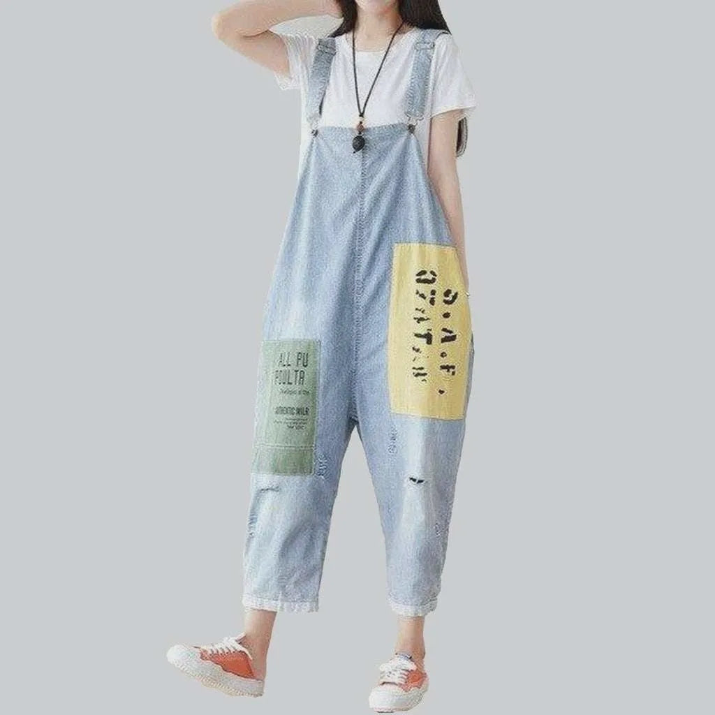 Loose denim dungaree for women | Jeans4you.shop